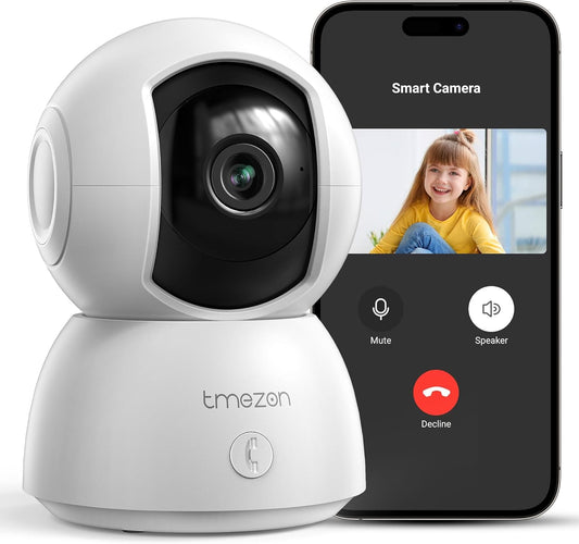 TMEZON 2K,Pan/Tilt 3MP 360 Indoor Security Camera Wi-Fi Pet Camera with Vicohome App WiFi IP HD Baby Camera