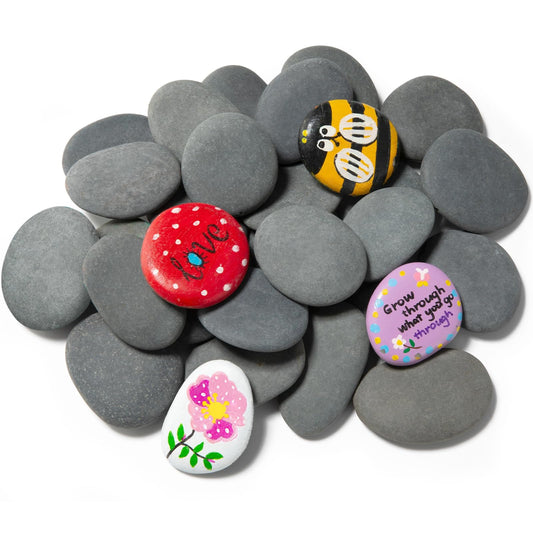 Simetufy 25 Pcs Rocks for Painting, 2"-3" Painting River Rocks, Flat & Smooth Stones to Paint, Hand Picked Natural Stones for Painting, Crafts for Kids & Adults