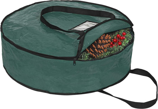 ProPik Christmas Wreath Storage Bag - Heavy-Duty Tear Resistant Holiday Container | 30” X 8” (Green)