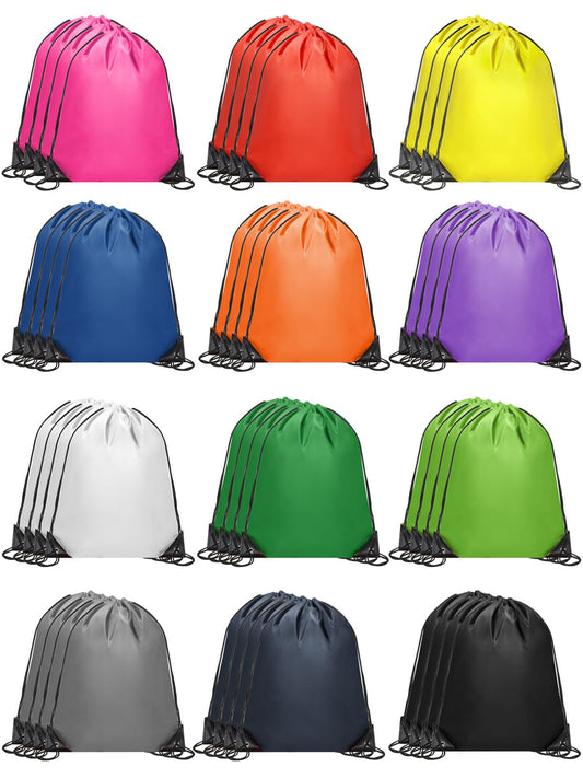 ZenNex 50 Pack Drawstring Backpacks Bulk, Nylon Cinch Sack Bags for Gym Sports Beach School Travel and Party Favors, Assorted Colors (50, Mixed Colors)