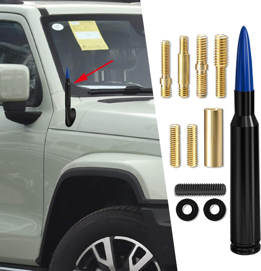 WINUERK Bullet Car Antenna Replacement, Aluminum Alloy Waterproof Short Antenna, Signal Stability Universal Exterior