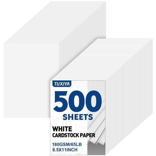TUXIYA 500 Sheets White Cardstock Paper,8.5 x 11 Inch Cardstock Paper,180 GSM/65 LB Card Stock Printer Paper for Art,Invitations,DIY Cards,Watercolor & Craft Projects