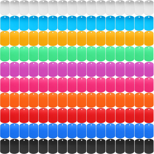 Ferraycle 300 Pieces Aluminum Dog Tags, Blank Discs for DIY Decorative Craft Pet Tags, Metal Stamping, Multicolor, 50 x 29 x 1 Mm, 3 mm Hole