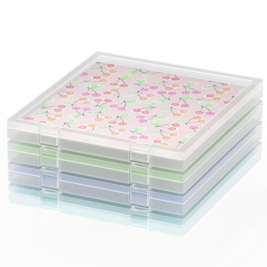 CraftGenes 12x12 Scrapbook Paper Storage, 4 Pack Stackable Paper Containers Storage, Art Supply Storage Organizer, U-Shaped Locking Mechanism, Ideal for Office, Home, and School Document Organizer