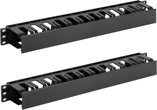 Tecmojo 2 Pack 1U Cover,2.6 12 19 inch Server Rack Horizontal Cable Management with Depth Plastic Cable Manager,Rack