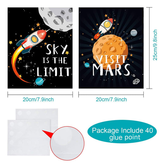 Blulu 9 Pieces Outer Space Decor for Kids Room Boy Bedroom Space Posters 8 x 10 Inch Cute Inspirational Art Decoration for Boys and Girls Playroom Nursery