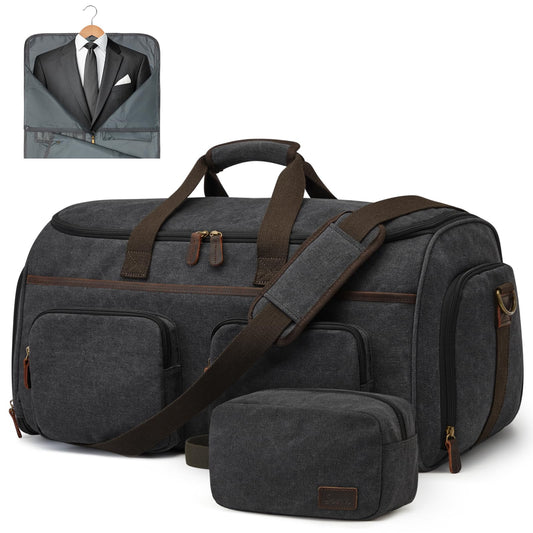 S-ZONE Garment Bag for Travel Carry on Duffle Bag for Men Travel Convertible Suit Bags Carry on Luggage Hanging Suitcase Travel Bag with Toiletry Bag, Black, 50l, Travel Garment Bag