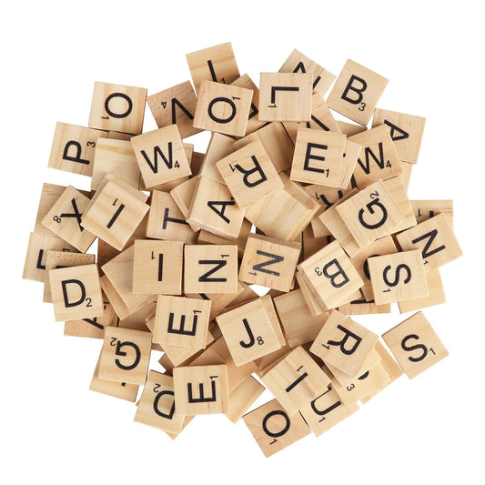 GNIEMCKIN 1700 PCS Wood Letter Tiles, Wooden Scrable Tiles A-Z Capital Letters for Creative Crafting Projects, Making Alphabet Coaster, DIY Wood Gift Decoration
