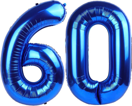 Number 60 Balloon - 40 Inch Navy Blue Birthday Decoration for 60th Celebration | Party Supplies