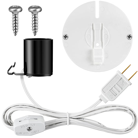 Meonum Blow Mold Light Kit Replacement, E27 E26 Single Light Cord Kit with Switch Fuse Plug, for Indoor Outdoor Halloween Christmas Village House Craft Decorations and Salt Lamp (1 Set)