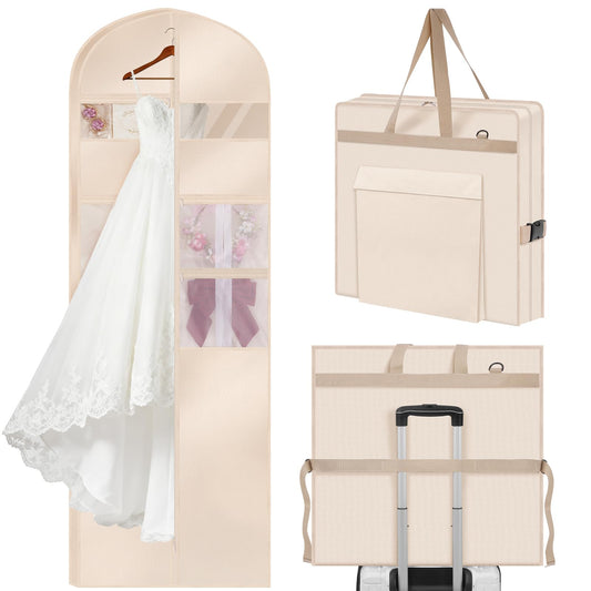 TANGKA Upgraded Version 72" Wedding Dress Garment Bag Dress Bags for Gowns Bridal Dress Travel Bag with 12”Gusseted and Accessory Pockets for Wedding Dress, Puffy Gowns, Equipped with Shoulder Straps