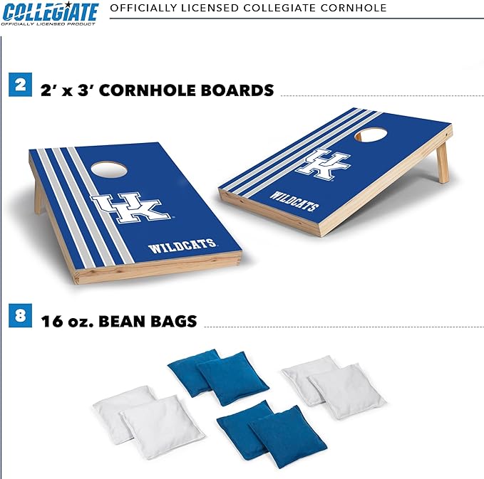 2' x 3' Solid Wood Cornhole Set with Direct Print HD Team Graphics – Great Gift for Any NCAA Fan! Bean Bag Toss Family Outdoor Games
