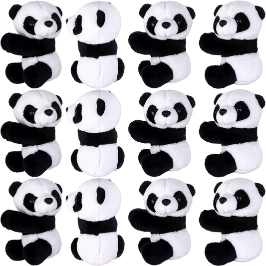 Haiabei 12Pcs Finger Panda Plush 4 inch Pandas Clips Curtain Holder Stand Note Memo Clips Photo Holder Cute Panda-s Toy Doll Finger Kids Toy,Home Decoration Plant Pots Bonsai Craft Decor