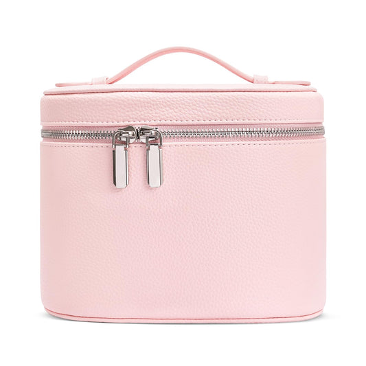 idoltimes Cosmetic Case, Leather Makeup Bag, Portable Handheld Makeup Case, Detachable Compartments