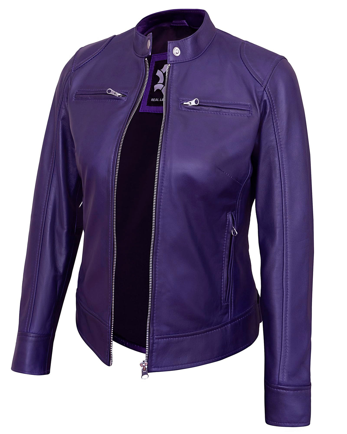 UrbanFocal Purple Leather Jacket Women Outerwear | [101008002] Prpl Ddge, S