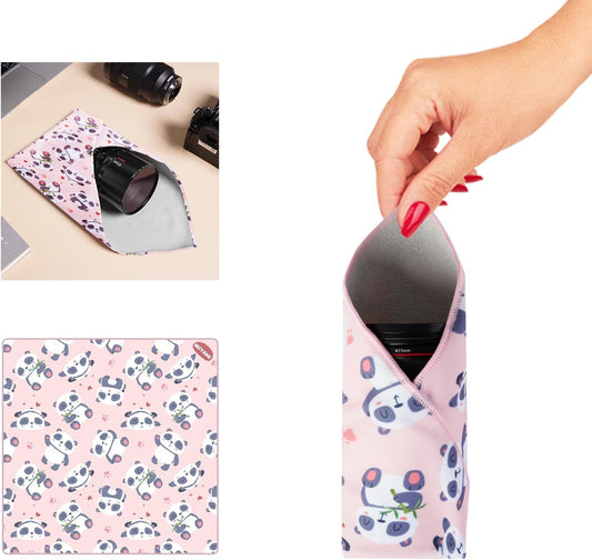 13.8x13.8 Inch Camera Protective Wrap, Lens Protector Wrapper, Pink Panda Pattern Magic Self-Adhesive Cloth