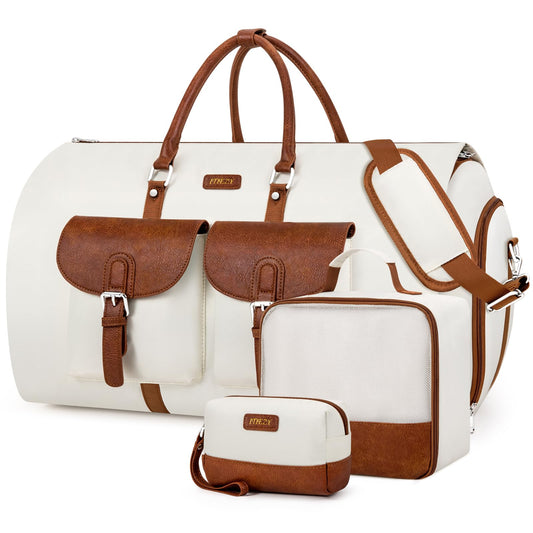Garment Duffle Bag for Travel - Convertible Carry on Garment Duffel Travel Bag for Women Men Large Weekender Bag with Shoes Pouch 2 in 1 Hanging Suit Travel Duffel Bag 3pcs Set