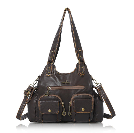 Angel Kiss Purses for Women Hobo Bag Soft PU Leather Shoulder Bag for Women Brown