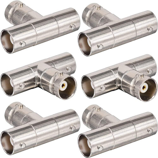 Warmstor 6-Pack 3-Way Female to Female BNC Adapter Splitter - Connector for Antenna, CCTV, DVR, Camera