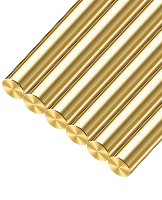 Coolneon 3/16 inch Brass Rods 3/16 x 12 in, 6 Pcs for Knife Making Knife Handles Pins Stock Knife Scale Solid Round Brass Rod Dowel Rivet Gunsmithing Crafts Modeling Hobby