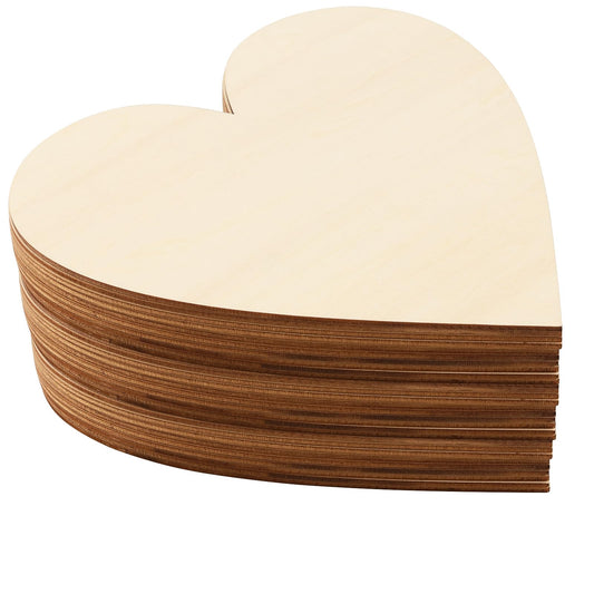 HOIGON 30 PCS 8 Inch Large Wooden Hearts, 1/8 Inch Thick Unfinished Wood Heart Cutouts, Blank Natural Wooden Heart Shape Slices for DIY Craft Embellishment, Wedding, Valentine, Decor