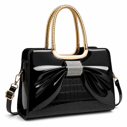Shoulder Bags for Women, Retro Vegan Leather Handbags with Lock Closure, Y2K Vintage Purse Medium Structured Top-Handle Satchel for Work Travel Party (Black)