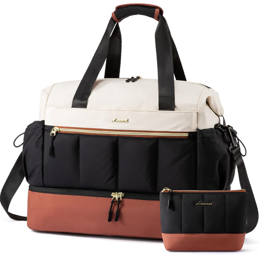 LOVEVOOK Travel Duffel Bag, Weekender Bags for Women, Large Overnight Bags with Shoe Compartment, 38L Carry on Gym Hospital Bag with Wet Pocket, 2 Pcs