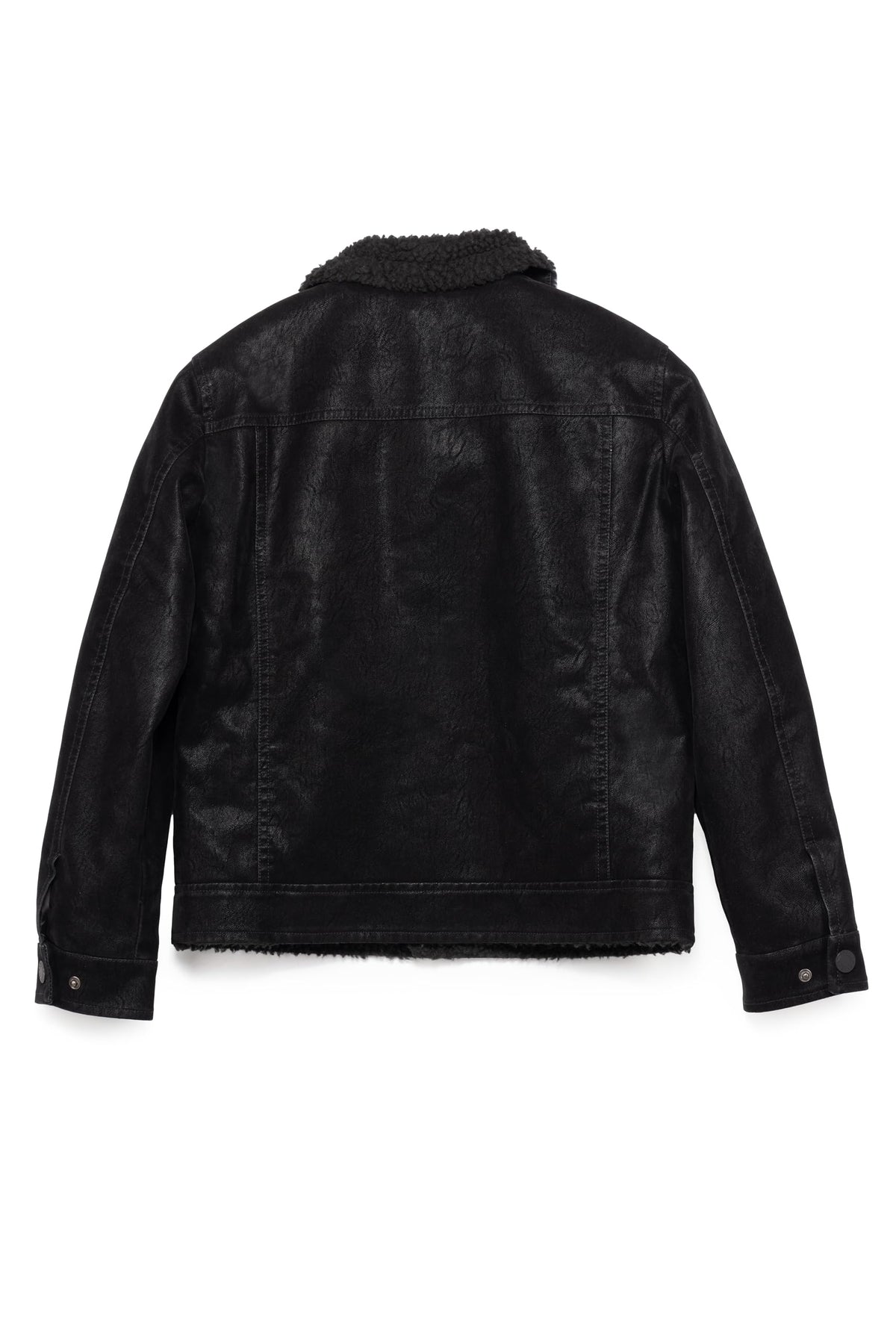X RAY Teen Faux Leather Jacket Fall & Winter, Kids Outerwear Coat, Faux Suede Ranger Jacket W/Faux Shearling Lining, Black, Medium