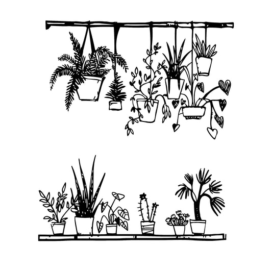 Flower Pots Metal Wall Decor | 23'' x 24'' x 0,05'' Dimensions 2-Pcs Flower Pots Themed Home Wall Decor | Living Room Bedroom Office Metal Wrought Iron Wall Art (23''W x 24''H, Black)