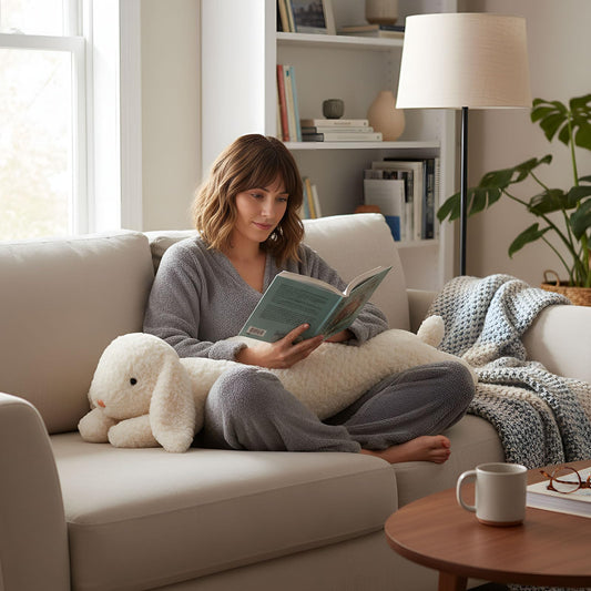 Lewtemi 47 Inches Giant Rabbit Stuffed Animal Weighted Oversized White Plush Toys Soft Plush Hugging Pillow Bedroom Decor Backrest for Accent Chairs Birthday Gift for Kids Boys Girls Adults