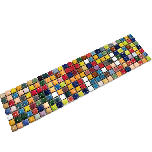 Hominter Colorful Ceramic Mosaic Mini Square Glossy Porcelain Tile for DIY Crafts, Backsplash in Kitchen or Bathroom, Wall Decor & Art Projects (3x12 Sample)
