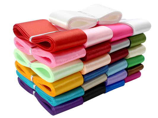 JESEP YONG 1 1/2" Single Face Satin Ribbon Assortment-100 Yards 25 Colors- Fabric Bulk Craft Ribbon for Gift Wrapping, Bow,Craft, Wreath,Binding Blanket (Multi-Color)
