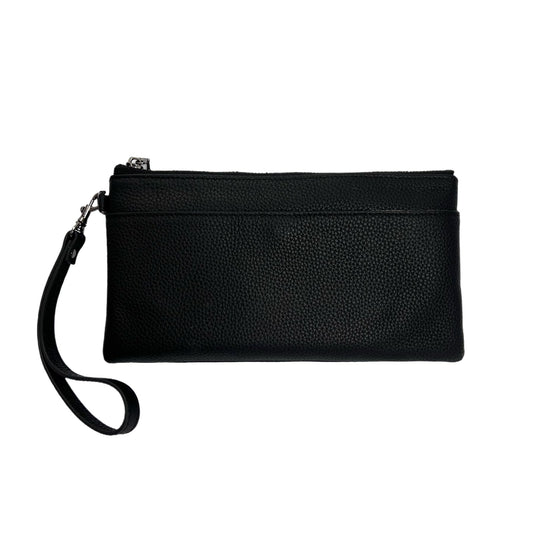 EChoSYDBel Genuine Leather Wristlet Clutch RFID Blocking Handbag Cell Phone Purse Wristlet Zipper Wallet Purses and Bags for Women Men (Black)