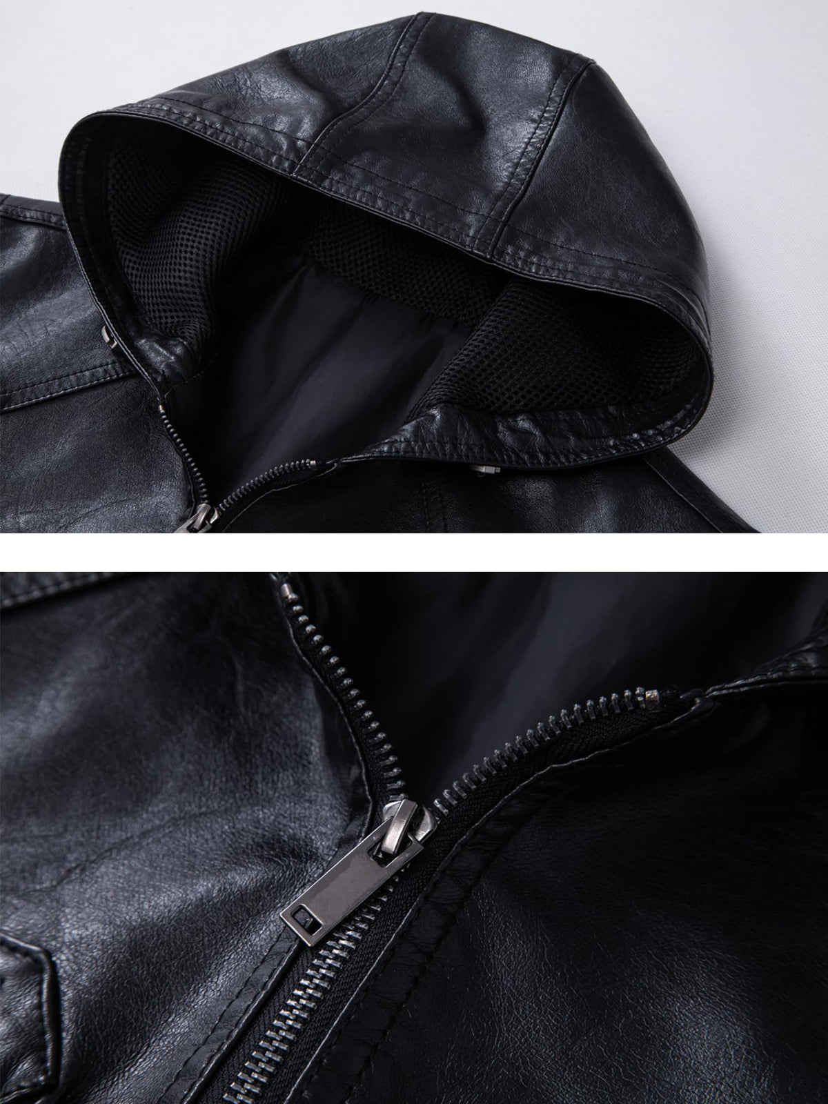 FANARCHER Men's Vintage Faux Leather Vest Jacket Zip-up Classic Hipster Vest with Hood Sleeveless Jacket