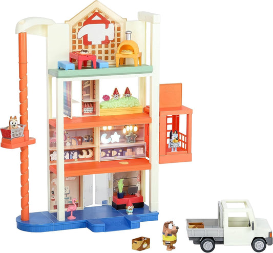 Bluey Hammerbarn Mega Kids Home Improvement Store Playset, 22”, 4 Level Pretend Store with 15 Accessories and 45+ Sounds, Kids Play Market for Ages 3+