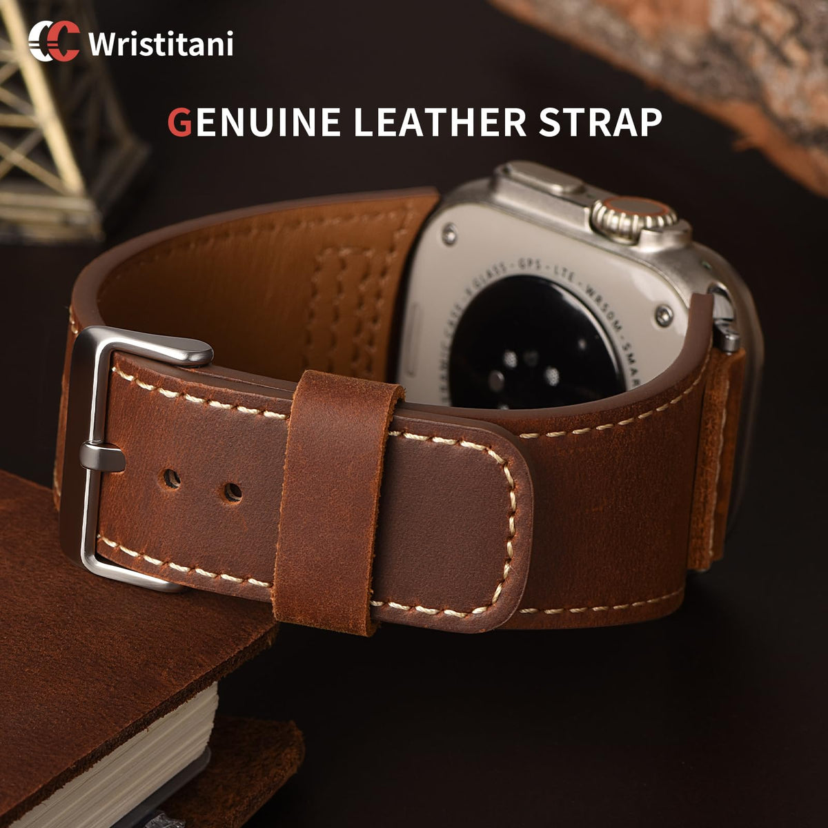 Wristitani Leather Bands Compatible With Apple Watch Band 42mm 41mm 40mm 38mm for Men, Top Grain Genuine Leather Replacement Strap for iWatch SE3/2/1 Series 11 10 9 8 7 6 5 4 3