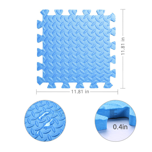 Foam Play Mat for Baby, 0.4 Inch Thick Foam Interlocking Floor Mats, Soft Non-Toxic Baby Playmat, Solid Colored Puzzle Play Mat Kids Floor Mats, 16 Tiles, Dark Blue/Blue/Gray Blue