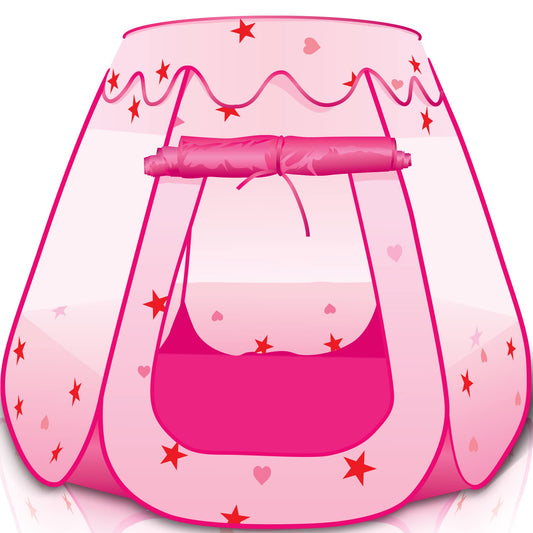 ArtCreativity Pop Up Princess Tent, Kids Playhouse Tent with a Carry Bag, Foldable Pink Princess Ball Pit for Girls 1,2 3,4 Year Old Birthday, Indoor & Outdoor Play House for Kids