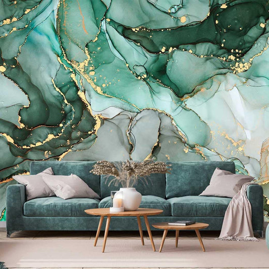 Jdayda Green Marble Wallpaper Mural Abstract Large Photo Art Wall Murals for Bedroom Living Room (Not Self-Adhesive)