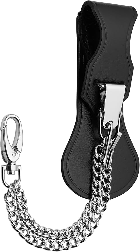 USMC Officer's Sword Frog Bundle Leather Saber Holder with Chrome Metal Chain for Ceremonial Sword