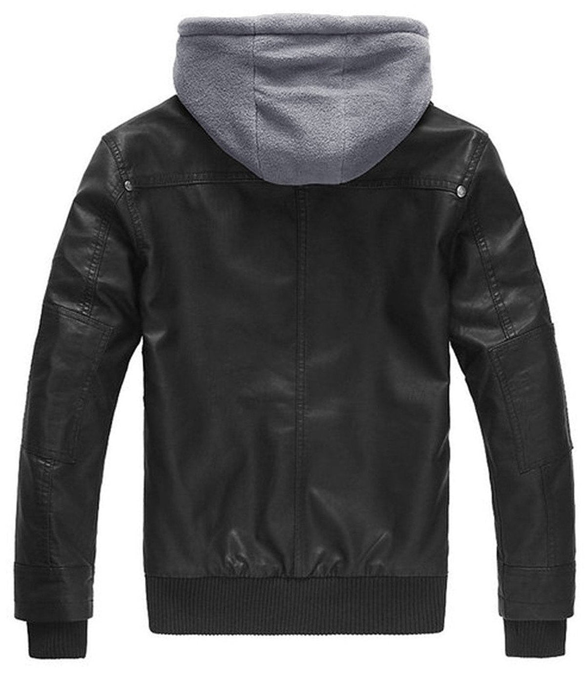 wantdo Men's Winter Warm Leather Jacket with Removable Hood Black Medium(Thick)