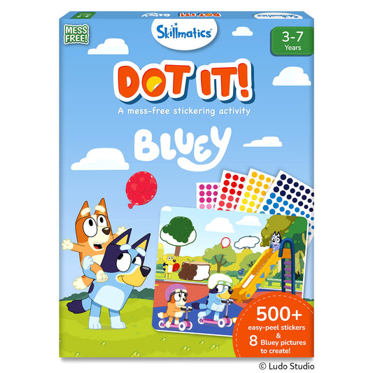 Skillmatics Bluey Dot It Sticker Activity – Mess-Free Fun for Kids, 500+ Stickers, Craft Kits, DIY Activity, Travel Toys, Gifts for Boys & Girls Ages 3, 4, 5, 6, 7