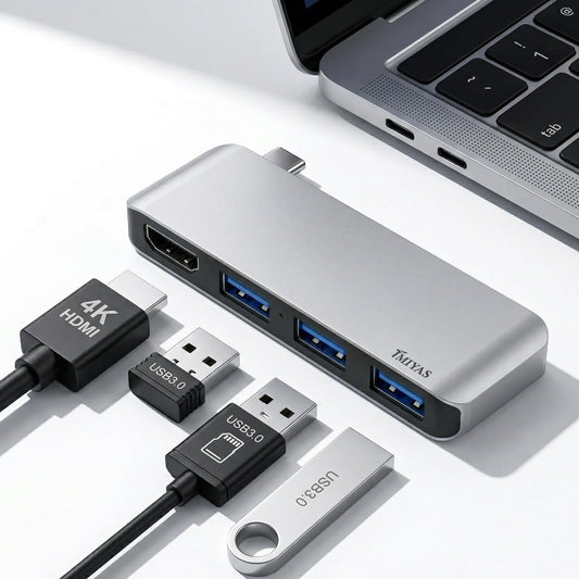 Tmiyas 4 1 4K 3 3.0 USB C Hub HDMI in for MacBook, USB C to HDMI Multiport Adapter with HDMI, USB Ports, USB C Hub