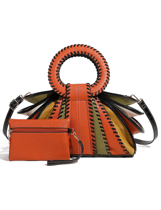 Designer Multicolor Leather Top Handle Handbag Bag Woman Large Capacity Purse Fashion Women Crossbody Bags for Women (Orange)