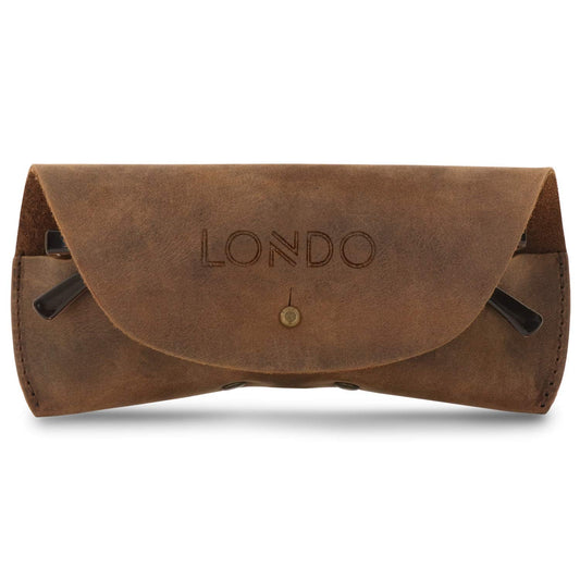 Londo Genuine Leather Eyeglasses & Sunglasses Case – Premium Leather Protective Case with Button Closure, Stylish & Durable Storage for Glasses