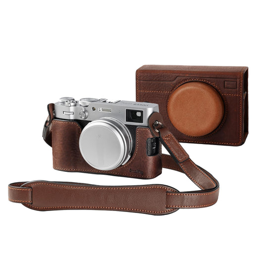 SMALLRIG Leather Case Kit for FUJIFILM X100VI, Including Half Case, Flip Cover and Shoulder Strap, Genuine Leather Material, Portable and Protecting - 4558