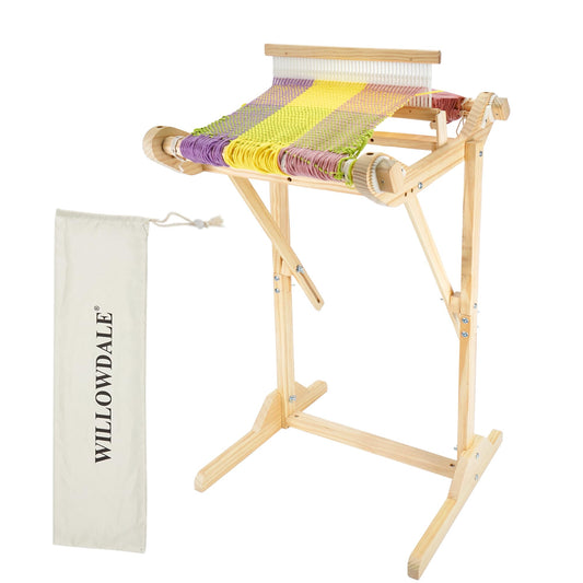 WILLOWDALE 16 Inches Rigid Heddle Loom with Stand, Weaving Loom Kit with Shed Stick, Wooden Multi-Craft Weaving Loom for Adults, Threads Warping Frame with Pegs and Yarn Stand, Frame Loom for Beginner