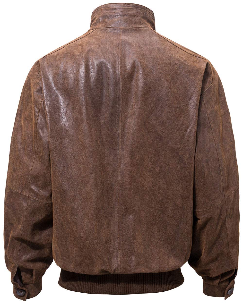 FLAVOR Men's Moto Real Leather Classic Jacket with Stand Collar (Brown, x_l)