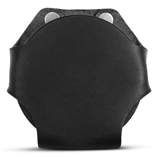 Leather Dip Can Holder (Black) – Slip-On Holster for Tobacco, Snuff & ZYN-Size Nicotine Pouch Cans – Full Grain Leather Belt Pouch w/Solid Brass Rivets – Durable Belt Accessory for Men