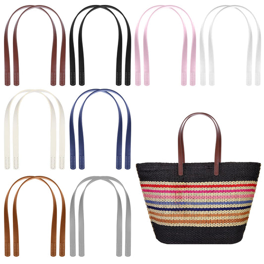 16pcs PU Leather Bag Handles 23.5 inch Leather Purse Strap Bag Handle Replacement for DIY Crocheted Bags Purse Wallet Tote Bag Handmade Bag Leather Purse Repair